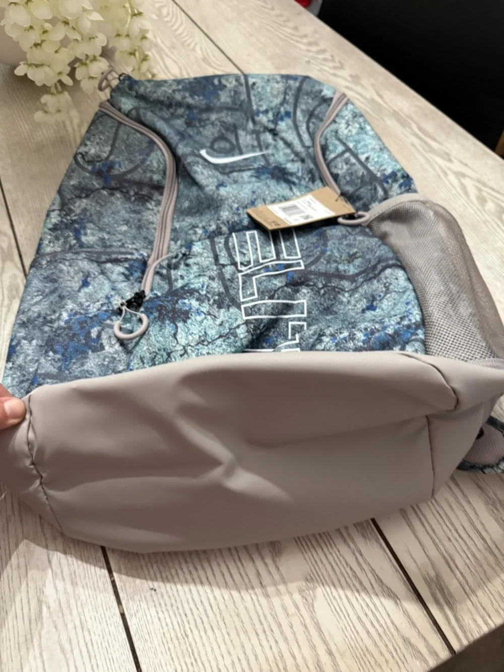 Nike Varsity Elite Printed Backpack 32L Large Gray/Blue Zip Pockets